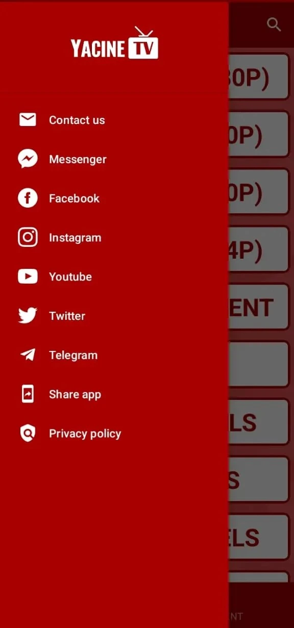 Yacine TV Menu